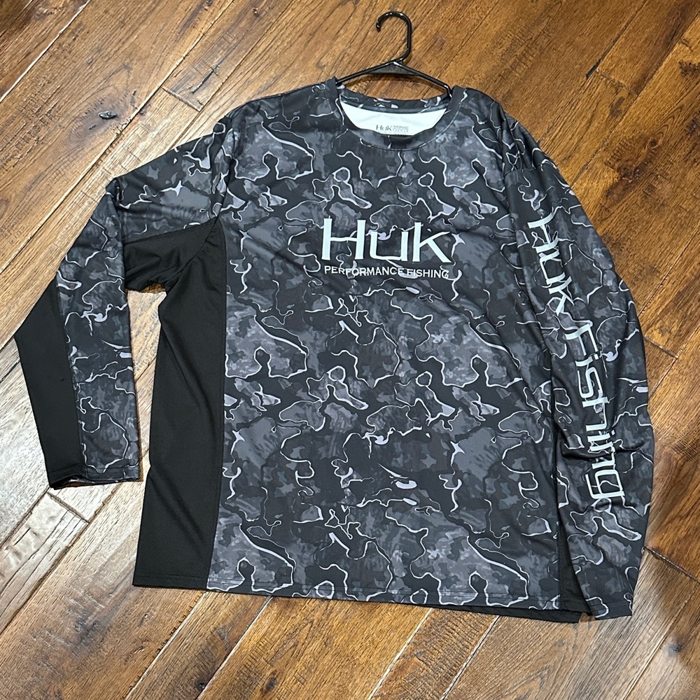 Huk Black and Gray Camo Long Sleeve Shirt